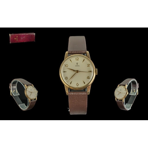 187 - Rolex Tudor 9ct Gold Cased - Gents Mechanical Wrist Watch, With Full Hallmark for 1950's. With Origi... 