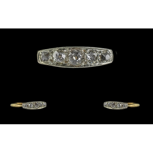 33 - Edwardian Period 1902 - 1910 18ct Gold Attractive 5 Stone Diamond Set Ring. Marked 18ct to Interior ... 