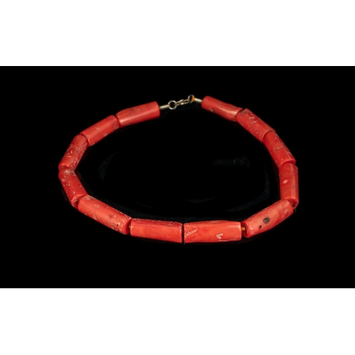 406B - Natural Coral Tube Necklace.