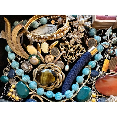 412 - Collection of Vintage Costume Jewellery, comprising pendants,  crystal necklaces, brooches, bracelet... 