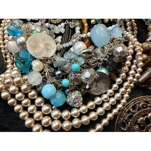 417 - Collection of Costume Jewellery, comprising beads, pearls, crystal necklaces, brooches, bracelets, b... 