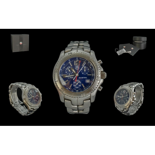 56A - TAG Heuer Gents Link Y-Strap Stainless Steel Quartz Chronograph Wrist Watch. Serial No QX2952. Model... 