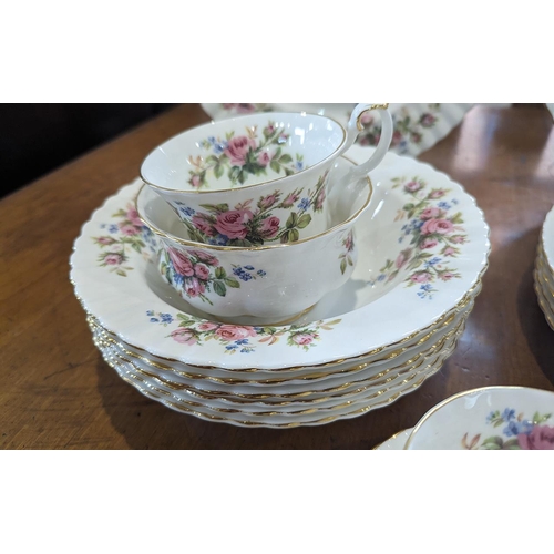 592 - Royal Albert Moss Rose Tea Set - Comprising Tea Pot, Cups, Saucers, Plates etc... Approximately 28 p... 