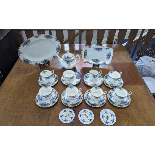 593 - Royal Albert Moonlight Rose Tea Set - Comprising Tea Pot, Cups, Saucers, Plates etc... Approximately... 