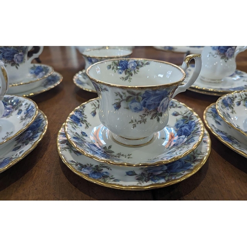 593 - Royal Albert Moonlight Rose Tea Set - Comprising Tea Pot, Cups, Saucers, Plates etc... Approximately... 