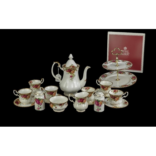 598 - Royal Albert 'Old Country Roses' Tea Set,  comprising Teapot, Milk Jug, Sugar Bowl, Six cups and sau... 