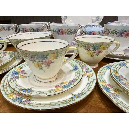 641 - Foley Porcelain Tea Service 'Cornflower', comprising 7 large cups, 1 small cup, 8 saucers, 8 side pl... 