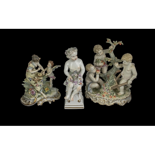 656 - A Small Collection of Antique Ceramics to include Continental Figures, Cherub figure, Booths China P... 