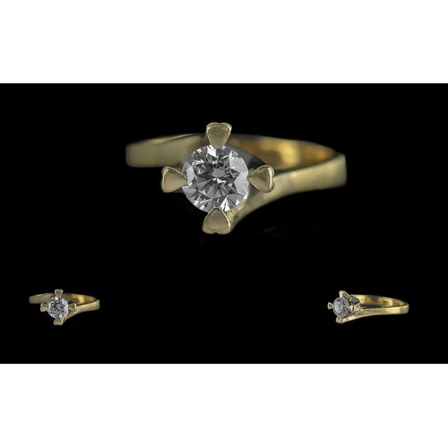 65A - 18ct Gold - Excellent Quality Contemporary Designed Single Stone Diamond Set Ring. Marked 750 - 18ct... 