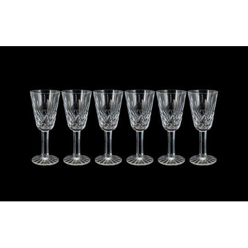 710 - Waterford - Signed Set of Six Cut Crystal Drinking Glasses ' Lisamore ' Design. Each Stands 5 Inches... 