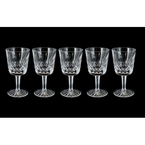 710 - Waterford - Signed Set of Six Cut Crystal Drinking Glasses ' Lisamore ' Design. Each Stands 5 Inches... 