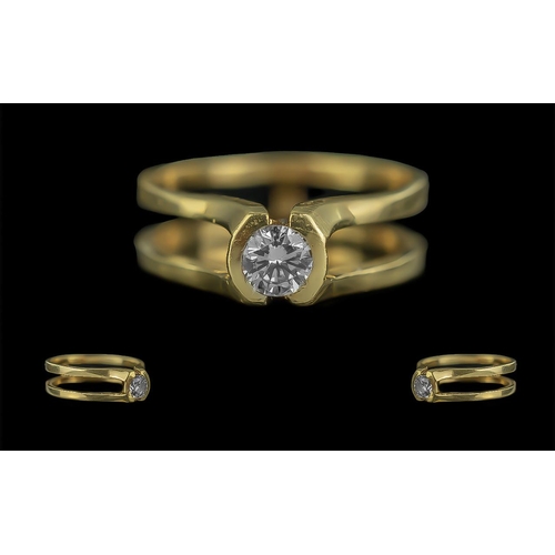 90A - 18ct Gold - Excellent Quality Contemporary Single Stone Diamond Set Ring. Marked 750 - 18ct to Inter... 