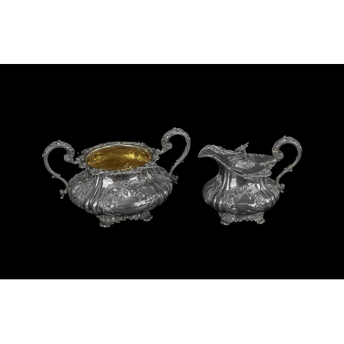 135A - William IV Excellent Quality Sterling Silver Ornate and Heavy Case ( 4 ) Piece Tea and Coffee Servic... 