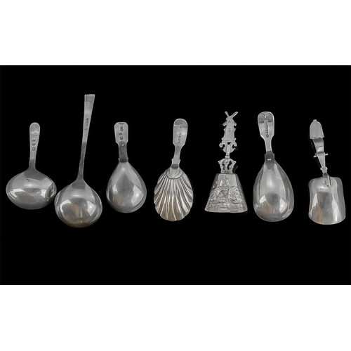 144A - A Fine Collection of 18th / 19th Century Sterling Silver Caddy Spoons ( 7 ) In Total. All with Full ... 