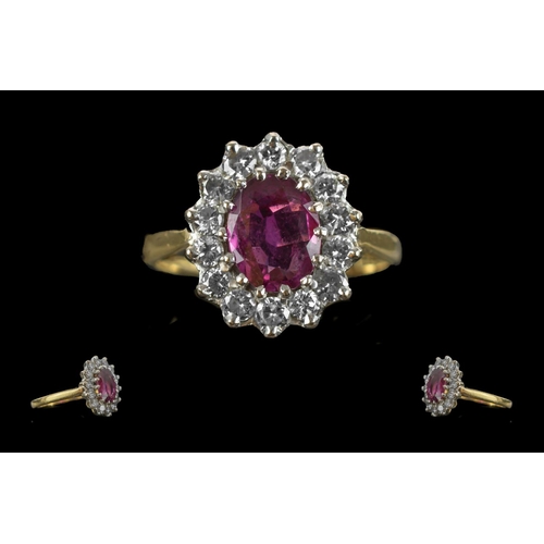 20A - Ladies 18ct Gold Pleasing Ruby and Diamond Set Ring. Marked 750 - 18ct to Interior of Shank. Ruby of... 