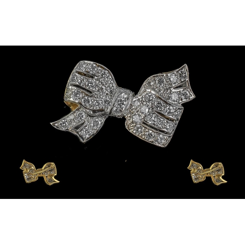 22 - Art Deco Period - Exquisite / Petite 18ct White Gold Diamond Set Butterfly Brooch, Set with Superb Q... 