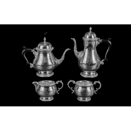 222A - Silver Plated Tea Service ( American ) Comprises 2 Trays, Coffee Pot, Tea Pot, Sugar and Milk Jug. N... 