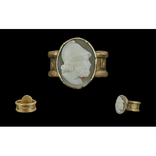 27A - William IV 18ct Gold Mourning Ring, with attached cameo to centre.  Hallmark Birmingham 1834.  Reads... 