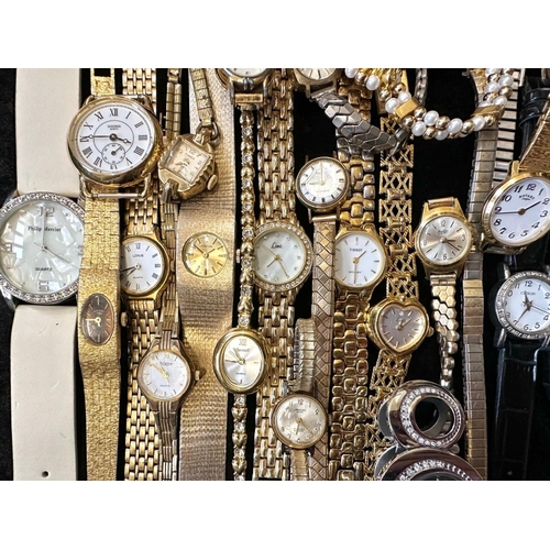 364 - Collection of Ladies Wristwatches, bracelet and leather straps, makes include Rotary, Suisse, Ingers... 