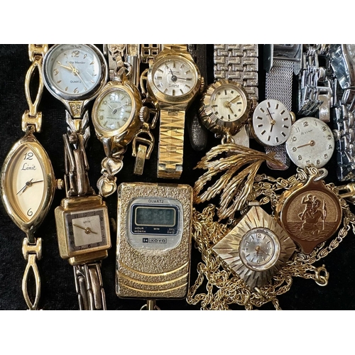 364 - Collection of Ladies Wristwatches, bracelet and leather straps, makes include Rotary, Suisse, Ingers... 