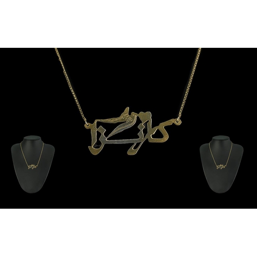 392A - Gold on Silver Italian Necklace with stylised dove and heart design suspended on a box chain.  Marke... 