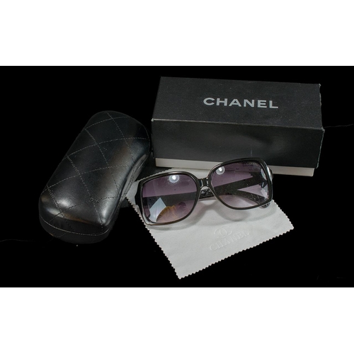 398 - Pair of Chanel Sunglasses, Style Pearl Black.  Sold at Selfridges for £228 (label on box).  Comes in... 