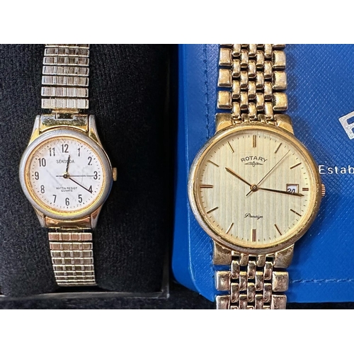 360 - Collection of Gents & Ladies Wristwatches, bracelet and leather straps, makes include boxed Rotary, ... 