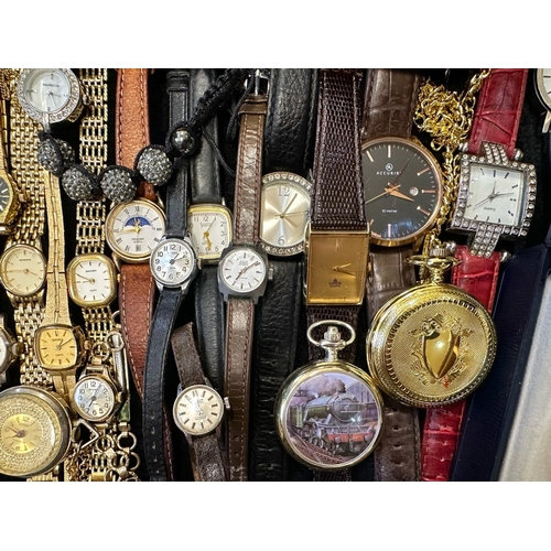 363 - Collection of Gents & Ladies Wristwatches, bracelet and leather straps, makes include boxed Rotary, ... 