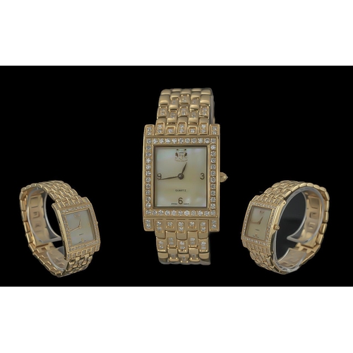 Aston Gerard Ladies Wristwatch Aston Gerard Diamond Set Gold Plated Watch set with 99 diamonds app