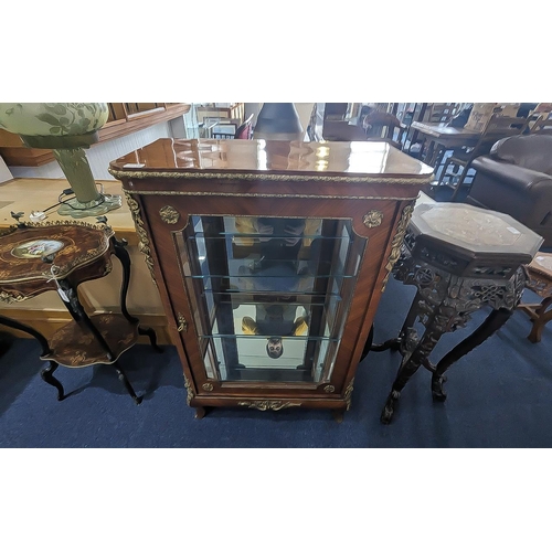 1016 - French Ormolu Mounted Display Cabinet, of small proportions, glazed front and sides, mirrored back, ... 