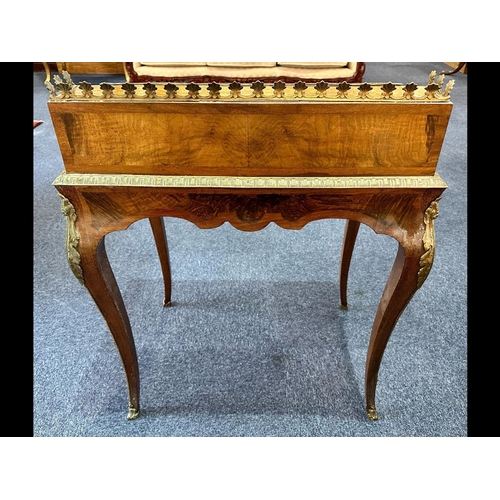 1050 - A 19th Century French Ladies Bonheur De Jour Writing Desk of typical form with gilt brass gallery an... 