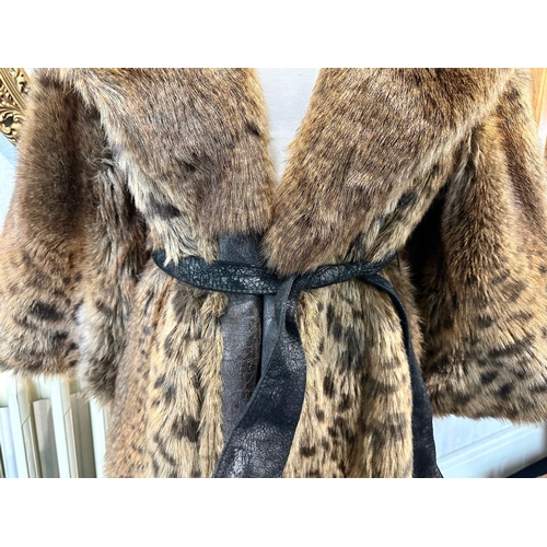 1463 - Vintage Ladies Astraka WWF Wildlife Coat, full length, 3/4 sleeves, leather tie belt fastening, full... 