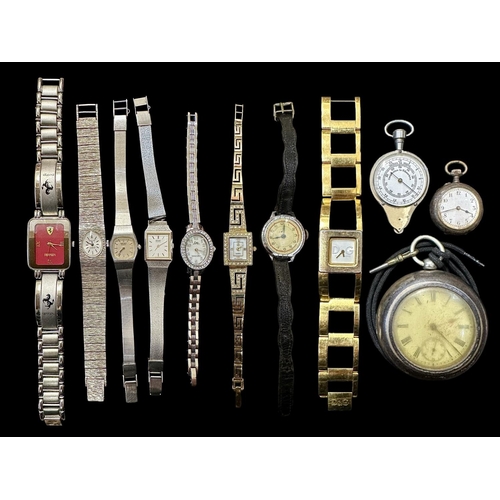 400 - Collection of Fashion Watches + A Silver Plated Pocket Watch. Different Styles and Lengths. A/F Cond... 