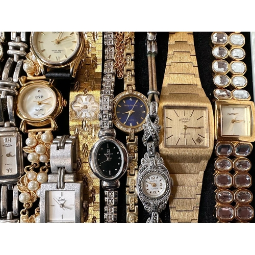 429 - Collection of Assorted Ladies & Gentleman's Wristwatches, bracelet and leather straps, including Rot... 