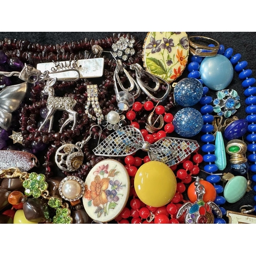 480 - Collection of Costume Jewellery, comprising beads, earrings,  necklaces, brooches, bracelets, beads,... 