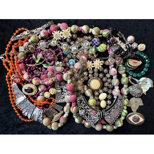 481 - Collection of Costume Jewellery, comprising beads, earrings, crystal necklaces, brooches, bracelets,... 