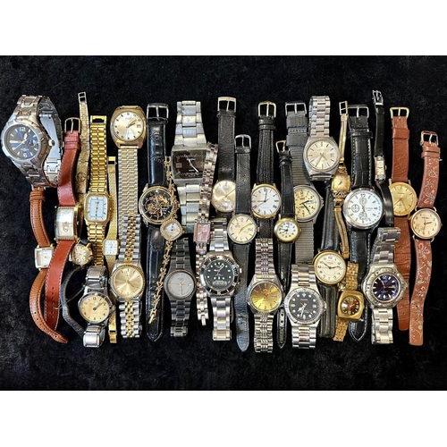 485 - Collection of Ladies & Gentleman's Wristwatches, bracelet and  leather straps, makes include Rotary,... 