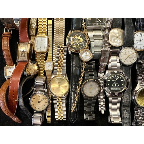 485 - Collection of Ladies & Gentleman's Wristwatches, bracelet and  leather straps, makes include Rotary,... 