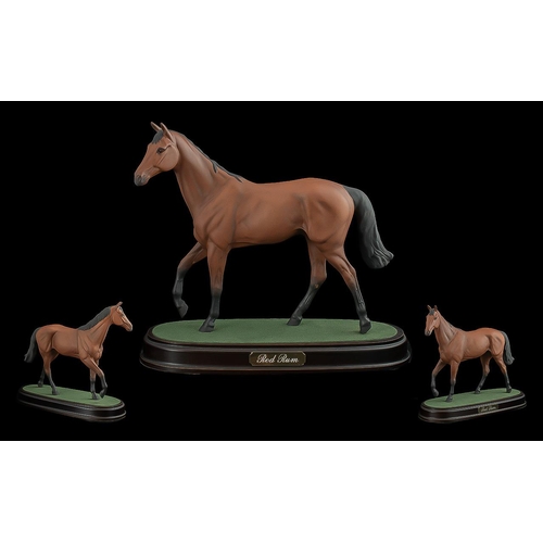 533 - Royal Doulton Racehorse Figure on Stand - 'Red Rum' Brown Matt Raised On A wooden Plinth. Model Numb... 