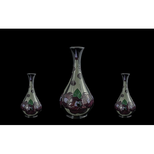 535 - Moorcroft Modern Tube Lined Globular Shaped Vase - 'Pansy' Design. Date 2013. Height 9.5'' (23.75 cm... 