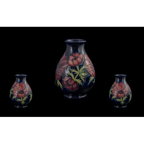 537 - Walter Moorcroft Signed Globular Shaped Vase - 'Anemone' Range. Circa 1960's - 1970's. Height 7 3/4'... 