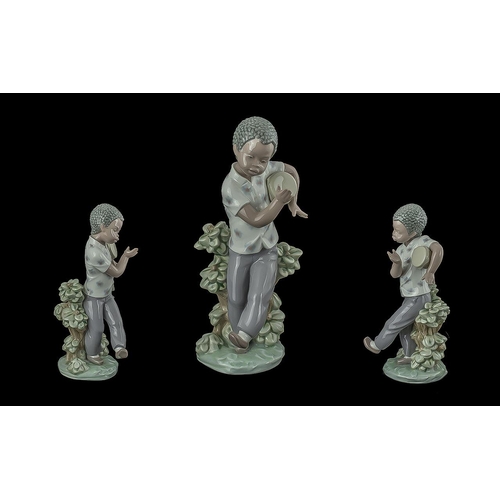 551 - Lladro Hand Painted Ltd Edition Porcelain Figure ' Bongo Beat ' Boy. Model 5157. Black Legacy Collec... 