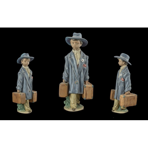 556 - Lladro Gres Hand Painted Figure ' Time to Go ' Boy. Model No 2389. Designer Antonio Ramos. Issued 19... 