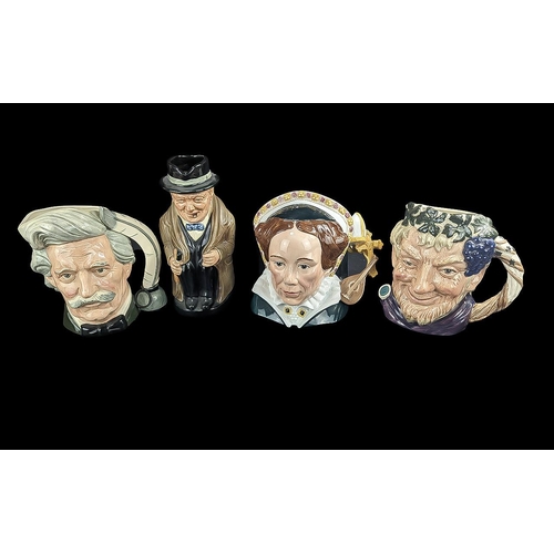 632 - Three Royal Doulton Character Jugs, together with a Winston Churchill Toby Jug.  Character jugs are ... 