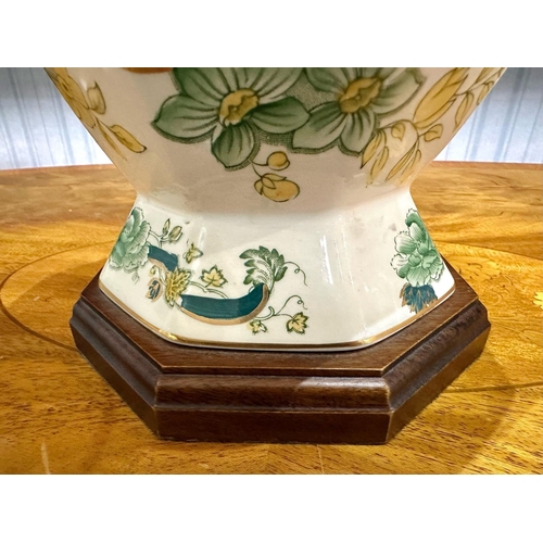 634 - A Masons Ironstone Chartreuse Tokyo Table Lamp Very Large 18 in height decorated in Green & Gold.