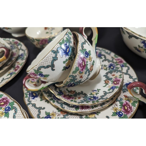 638 - Royal Cauldon 'Victoria' Tea Set, comprising tea pot, milk jug, sugar bowl, seven cups and saucers, ... 