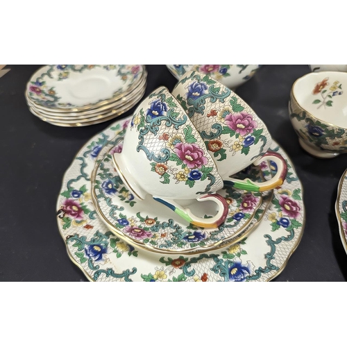 638 - Royal Cauldon 'Victoria' Tea Set, comprising tea pot, milk jug, sugar bowl, seven cups and saucers, ... 