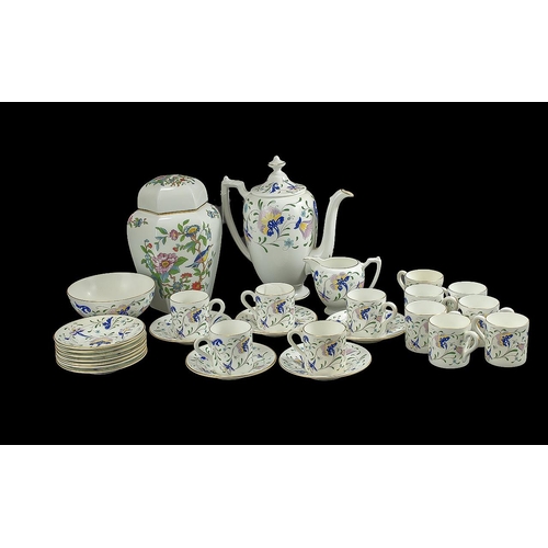 652 - Coalport Bone China Coffee Set, comprising coffee pot, sugar bowl, milk jug, 12 coffee cans, 12 sauc... 