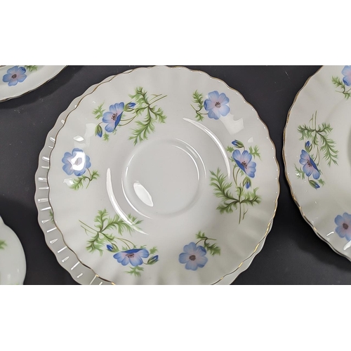 696 - Richmond Bone China Tea Set 'Blue Poppy', comprising seven trios of cup, saucer and side plate, a mi... 