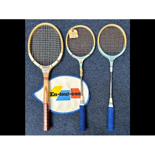 1417 - Dunlop Maxply Fort Tennis Racquet, together with two Silver Grey Squash Racquets.